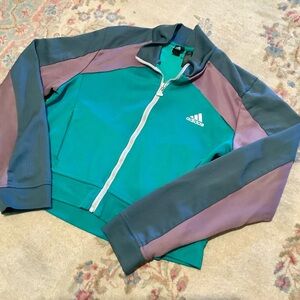 Adidas Cropped Full Zip Track Jacket Glory Green Women’s Medium